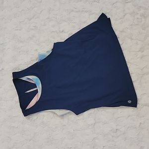 Athleta Kids Blue Tank Top with Multicolor Trim